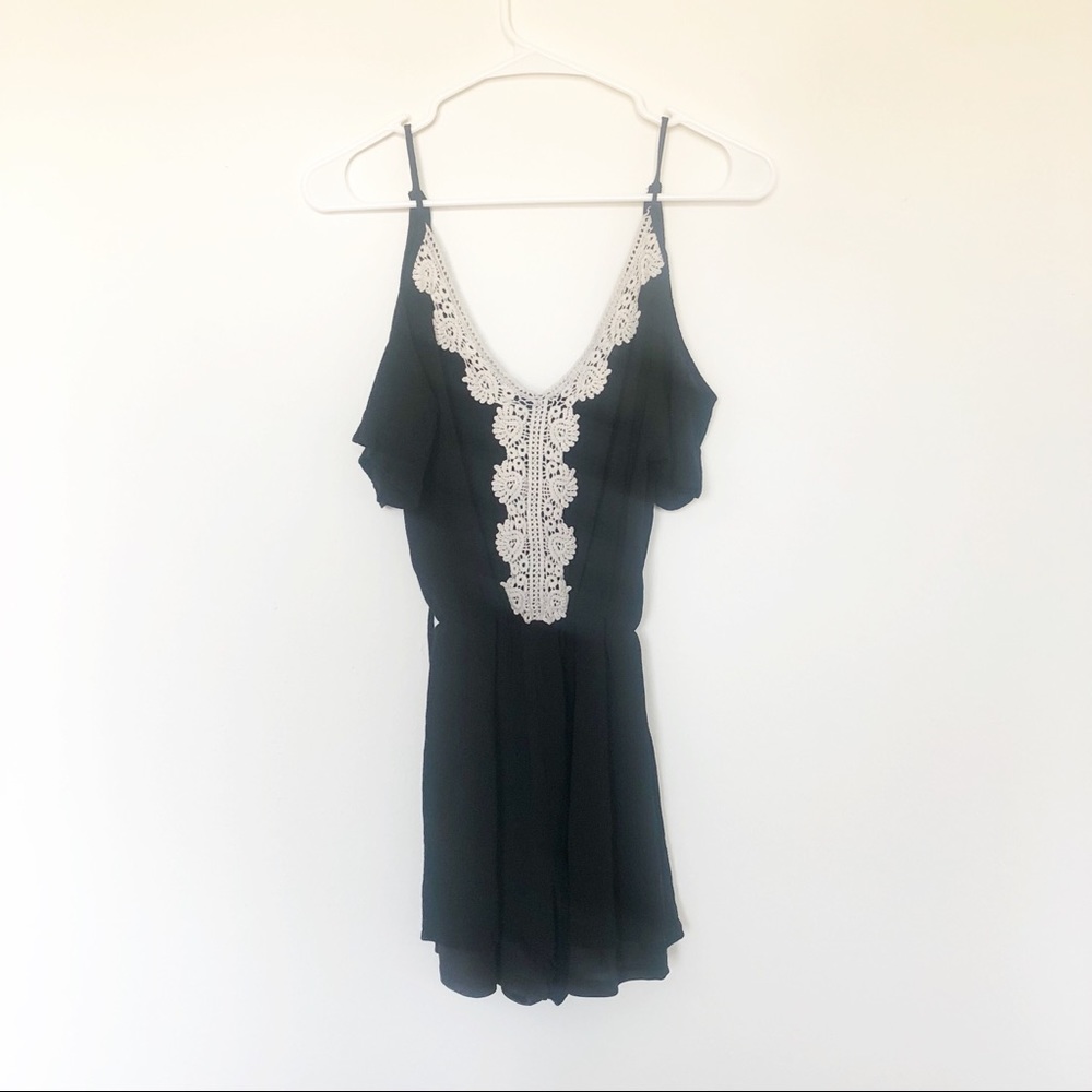 Francescas black and white embroidered romper